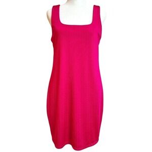 A New Day Mini Dress Women Medium Hot Pink‎ Ribbed Knit Stretch Barbiecore
